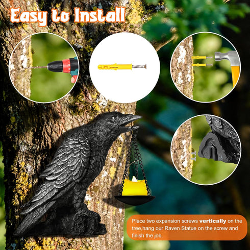 Gothic Crow Wall Art Decor Outdoor Wall Sconce Raven lamp Table Candle Holder Halloween Wall Decor for Patio Garden