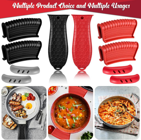 2 Pcs Silicone Hot Handle Holder, Heat Resistant Cast Iron Skillet Handle Covers for Frying Pans and Griddles