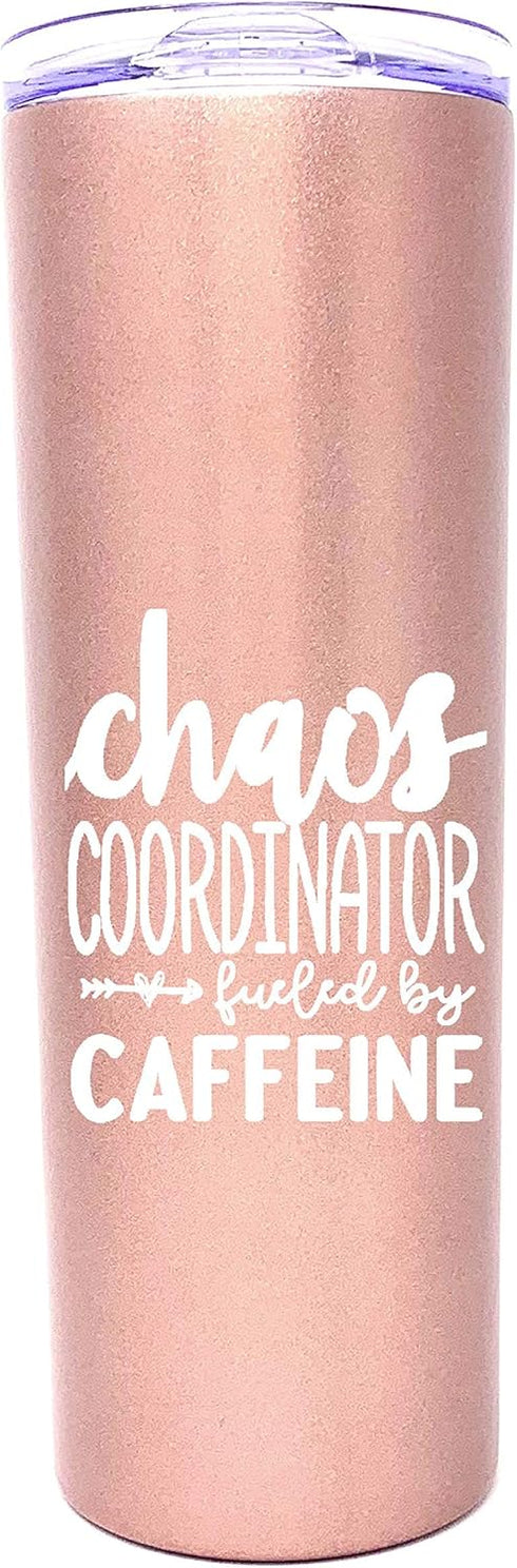 Brooke & Jess Designs Chaos Coordinator 20 oz Tumbler, Best Insulated Travel Cup for Boss Women, Great Gifts for Mom,