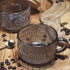 14 Oz Set 2 Vintage Glass Coffee Mugs, of Embossed Glassware Tea Cups for Breakfast, Dessert, Cappuccino, Latte