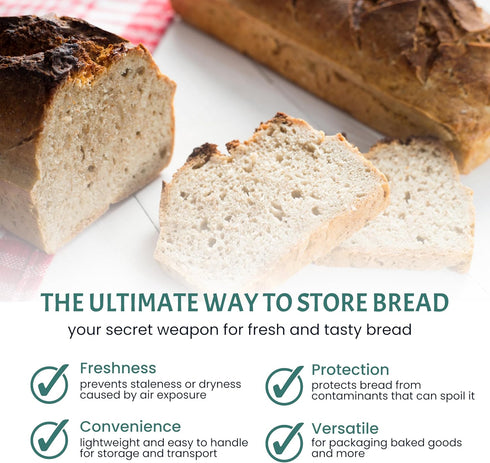 50 Pack 6 3 15) Reusable Plastic Bread Bags for Homemade - Clear Bag with Ties For An Airtight Moisture-free