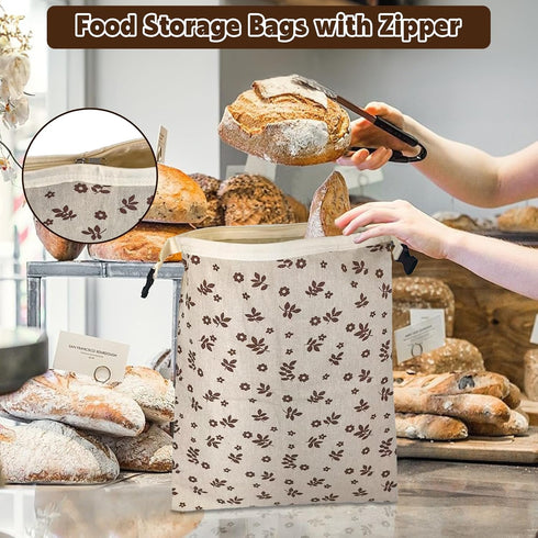2 Pack 10 Reusable Bread Bags for Homemade Bread Sourdough, XL Bread Bag with Zipper, Pcs Large Paper Bags with Window