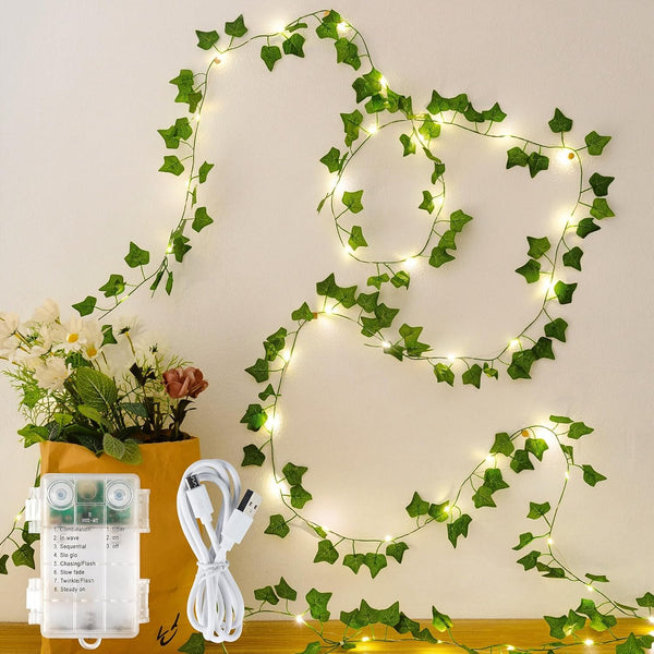 HEYFUNi Fake Ivy Vines with Lights, 23 Ft 73 Led Artificial Greenery
