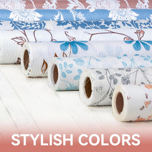 RAY STAR Shelf Liner, Non-Adhesive Wisteria Blue Floral Kitchen Cabinet Liner, Strong Grip Non-Slip Waterproof (12 Inch