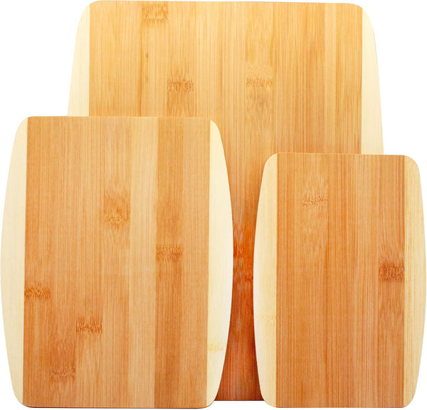 Bamboo Cutting Board Set, Eco-Friendly Wood Chopping Boards for Meal Prep and Serving in Assorted Sizes