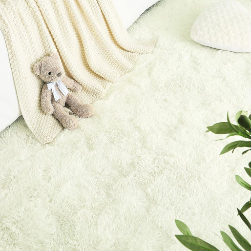 LOCHAS Ultra Soft Indoor Modern Area Rugs, Fluffy Living Room Carpets for Children Bedroom, 3x5 Feet, Cream