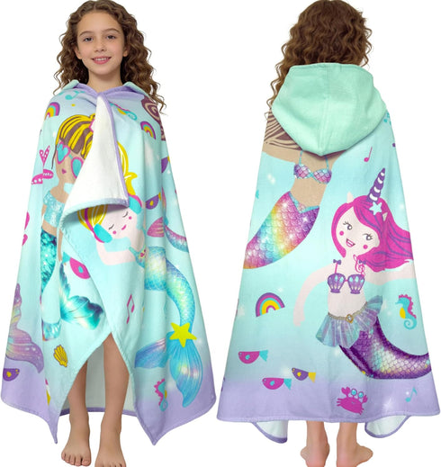 VOOVA & MOVAS Mermaid Hooded Beach Towel for Teens & Big Kids