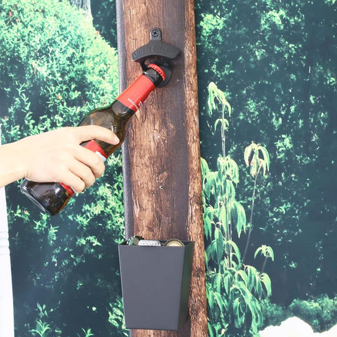 Black Stainless Steel Narrow Wall Mount Beer Bottle Cap Catcher Bucket
