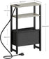 3 LET503QE Narrow Side Table with Charging Station Slim End Table Sofa with Magazine Rack, Bedside Table for Small