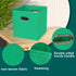 Black Foldable Storage Cubes, Set of 3 Fabric Organizer Bins with Dual Handles for Home Organization (Green)