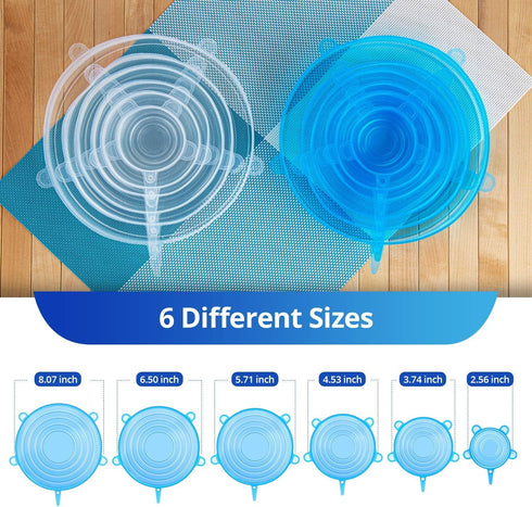 Silicone Stretch Lids, Reusable Zero Waste Silicon Container Lid Covers for Food, 6PCS, White