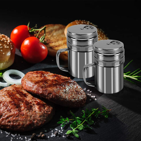 Accmor 5oz Salt and Pepper Shakers with Adjustable Pour Holes, Stainless Steel Dredge Shaker for Seasoning Spices