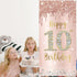 Happy 10th Birthday Door Banner Backdrop Decorations, Pink Rose Gold 10 Year Old Birthday Party Door Cover Sign Supplies