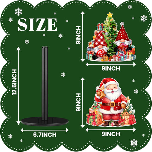 HNBYTJ Countertops 2 Christmas Paper Towel Holder, Christmas Gnomes Santa Claus Decor, Metal Stand Towels Paper Holder