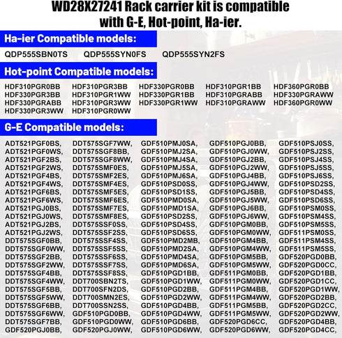 WD28X27241 Dishwasher Rack Carrier and Roller Kit for G-E Ha-ier Hot-point Dishwasher, Replaces WD12X10438, 4 Packs