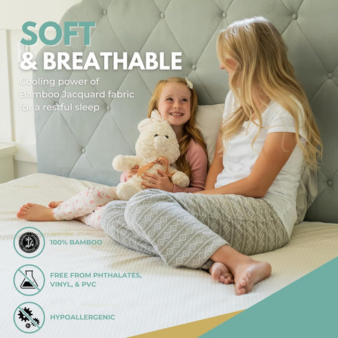 39x80 100% 18" Twin XL Size Premium Bamboo Waterproof Mattress Protector, Viscose from Bamboo, Hypoallergenic, Cooling