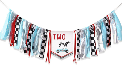 Agkvw 2nd 2ndBirthday Two Fast Birthday Banner - Race Car Birthday High Chair Banner, Race Car Theme Bday Decoration