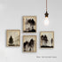 HRQKO Vintage Forest Wall Art: Set of 4 Black Landscape Prints for Farmhouse Living Room