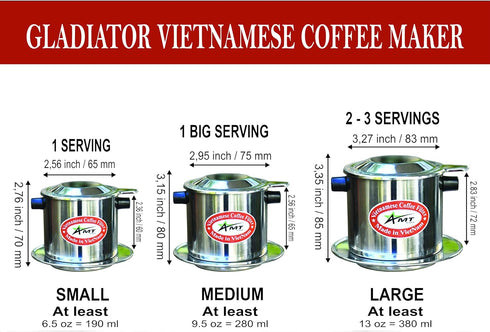 AMT 6.5 OZ Vietnamese Coffee Maker - Coffee Filter for 2-3 Servings Phin Dripper