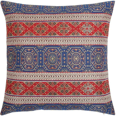 Boho Throw Pillow Covers Red and Blue, 18 x 18 Inches Decorative Kilim Pillows for Couch, Bohemian Outdoor Decor