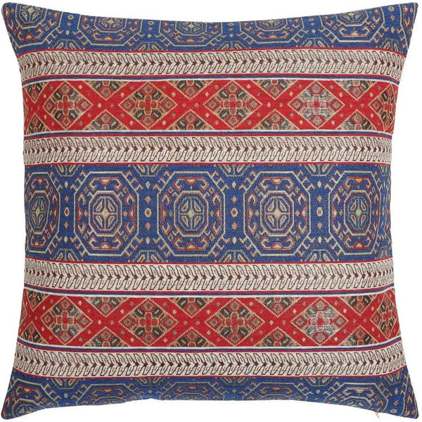 Boho Throw Pillow Covers Red and Blue, 18 x 18 Inches Decorative Kilim Pillows for Couch, Bohemian Outdoor Decor