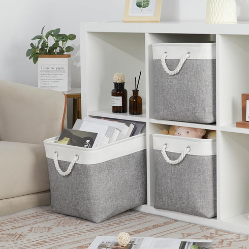 Bidtakay Large Storage Baskets, 3-Pack Fabric Closet Organizers, 16x11.8x11.8 In, Collapsible Bins with Handles,