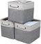 Kntiwiwo Foldable Storage Bin, Collapsible Basket 12" x 10" x 9.5" Cube Organizer Bins, Set of 3, Grey
