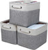 Kntiwiwo Foldable Storage Bin, Collapsible Basket 12" x 10" x 9.5" Cube Organizer Bins, Set of 3, Grey