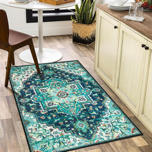 Vintage Soft Boho Area Rug 2x3 Washable, Non-Slip/Non-Shedding Print Carpet for Living Room, Dining Room, Bedroom -