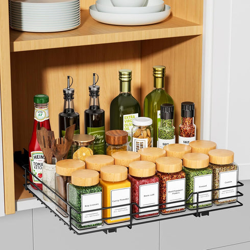 RCHYFEED Pull Out Spice Rack Organizer for Cabinet, Heavy Duty Slide Out Seasoning Organizer Fits Kitchen and Pantry
