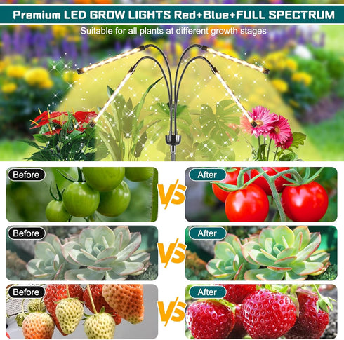 yentbokj 15-63 inches 4/8/12H Grow Lights for Indoor Plants Yellow Light with Adjustable Tripod Stand Plant Light