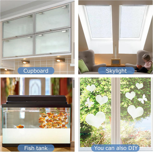 HIDBEA Frosted Window Privacy Film, Non Adhesive Static Cling Glass Stickers for Sun UV Blocking, 17.3 x 98.4 Inch