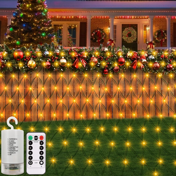 echosari Net Lights Battery Powered, 6.6 x 9.8Ft 200 LED Net Bush