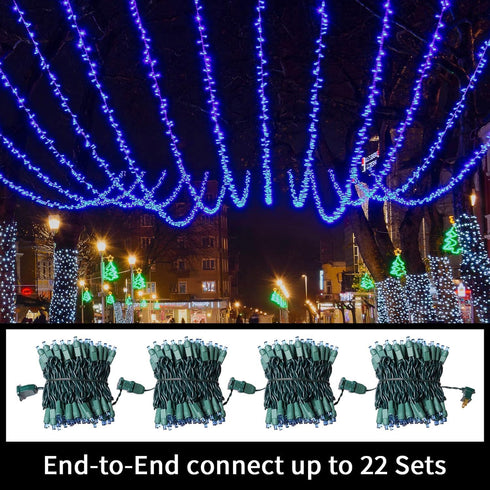 60LED LAMPHOME Blue Christmas Lights Plug in,Connectable Christmas Tree Lights, String Lights Indoor Outdoor