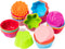 R HORSE 42 Pack Silicone Cupcake Molds, Multi Flower-Shaped Non-Stick Baking Cups, Washable Cake Cups Liners