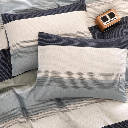 FenDie Standard Pillow Cases Set of 2, Striped Pattern Blue Grey Bed Pillowcases, Queen Size 20x26 Inch