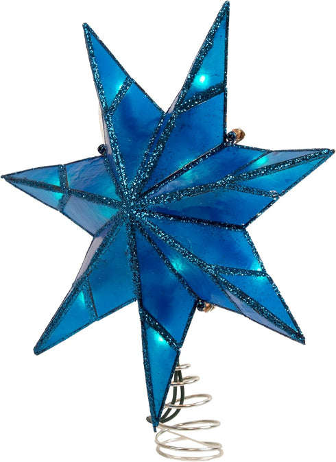 Kurt S. Adler 10-Light 7-Point Capiz Star Treetop - Blue and White