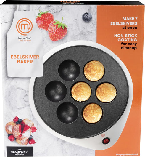 MasterChef Electric Ebelskiver Maker - Delicious Homemade Takoyaki, Donut Holes, Cake Pops, Aebleskivers - Nonstick