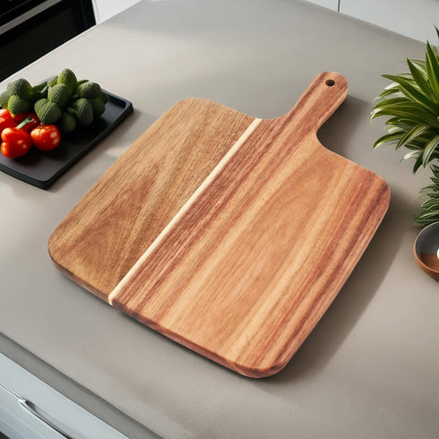 14''X10'' ZeQi Acacia Wood Cutting Board with Handle / Charcuterie Board/Serving Board/Cheese, Bread, Vegetables