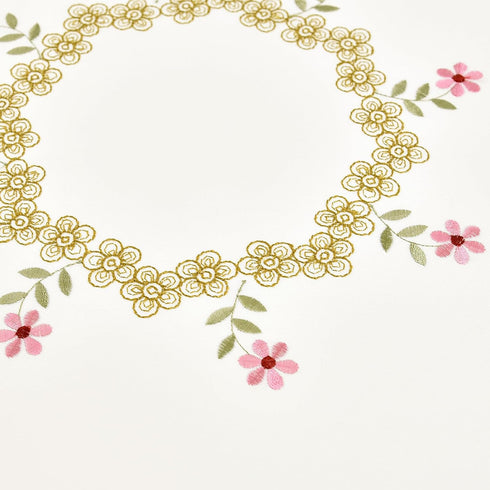 33 Inch Wolkemer Jacquard Small Round Tablecloth Vintage Floral Embroidered Lace Beige Table Cover for Nightstand End