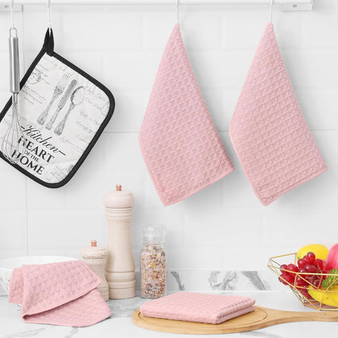 Homaxy Premium Microfiber Waffle Weave Kitchen Dish Cloths - 12 x 12 Inch Ultra Absorbent Solid Color Dish Towels, 6