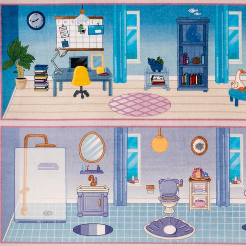 4x6 Rug&Play Ultra Soft Rainbow Dollhouse Play Rug for Girls Room Washable Non-Slip Area Rugs for Kid Bedroom & Kids