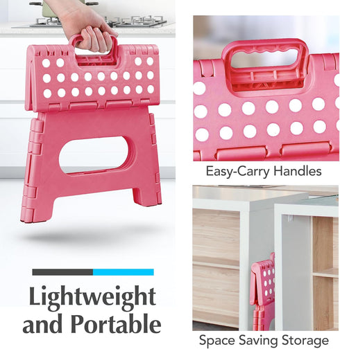 2-Pack) Handy Laundry Folding Lightweight Step Stool - Sturdy Enough to Support Adults and Safe Enough for Kids - Opens