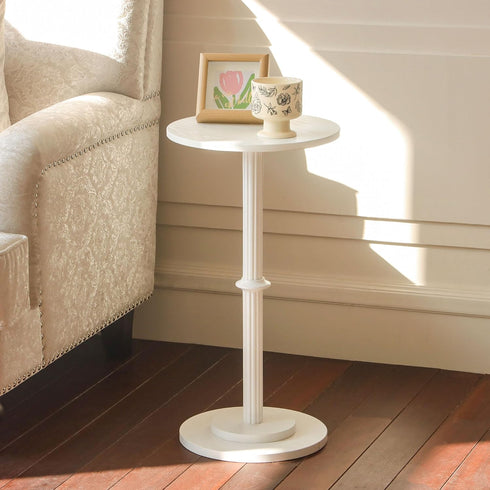 MaxSmeo Drink Table, Small Side Table for Small Spaces, Modern Round End