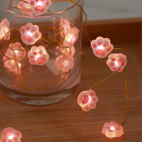 Christmas Fairy Lights Cat Paw String Lights - Cute Decorations for Cat Christmas Tree & Kids Bedroom
