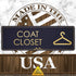 Coat Closet Sign, Black/Gold Engraved Door Accessories, 3" x 9", Fade Resistant, Indoor/Outdoor Use, USA MADE