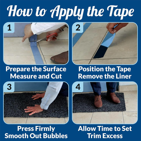 Carpet Tape, Double Sided Rug Tape, Secure Rugs to Floors, Removable, No Damage, Black, 2" x 25 Yard