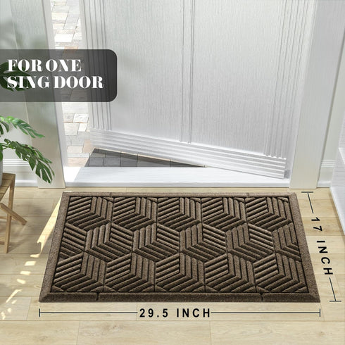 Yimobra Front Entrance Door Mat, All-Season Heavy Duty Outdoor Indoor Entryway Floor Mat, Sturdy Natural Rubber, Non Slip, Resist Dirt, Water Absorption, Easy Clean, 29.5x17 Inch, Beige Brown by Yimobra