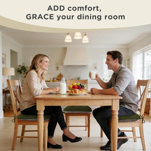 Set 2 17"x16"x3" AddGrace Chair Cushions for Dining Chairs of Non-Slip Kitchen Seat Cushions with Ties Tufted Thick