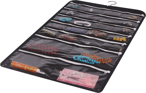 DIOMMELL Hanging Jewelry Organizer, 47 Pockets with Zipper for Earrings Necklace Bracelet Ring Accessory Storage Bag